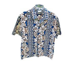 Hana Fashion Men's L Hawaiian Shirt Aloha Made in Hawaii Hibiscus Geometric